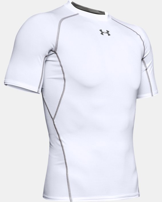 Men's UA HeatGear® Armour Short Sleeve Compression Shirt, White, pdpMainDesktop image number 4